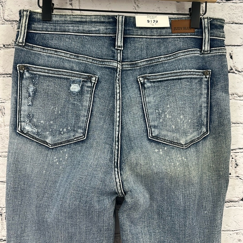 JUDY BLUE Skinny Fit High-Waisted Distressed Denim Jeans 9/29 Light Blue *NWT* - Picture 7 of 11